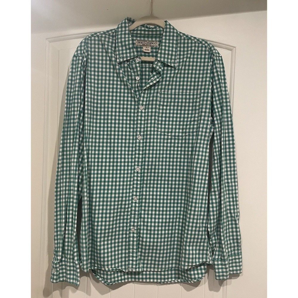 Chor Clothing Co 100% Cotton‎ Button Down Shirt Green Plaid Men's Size XL